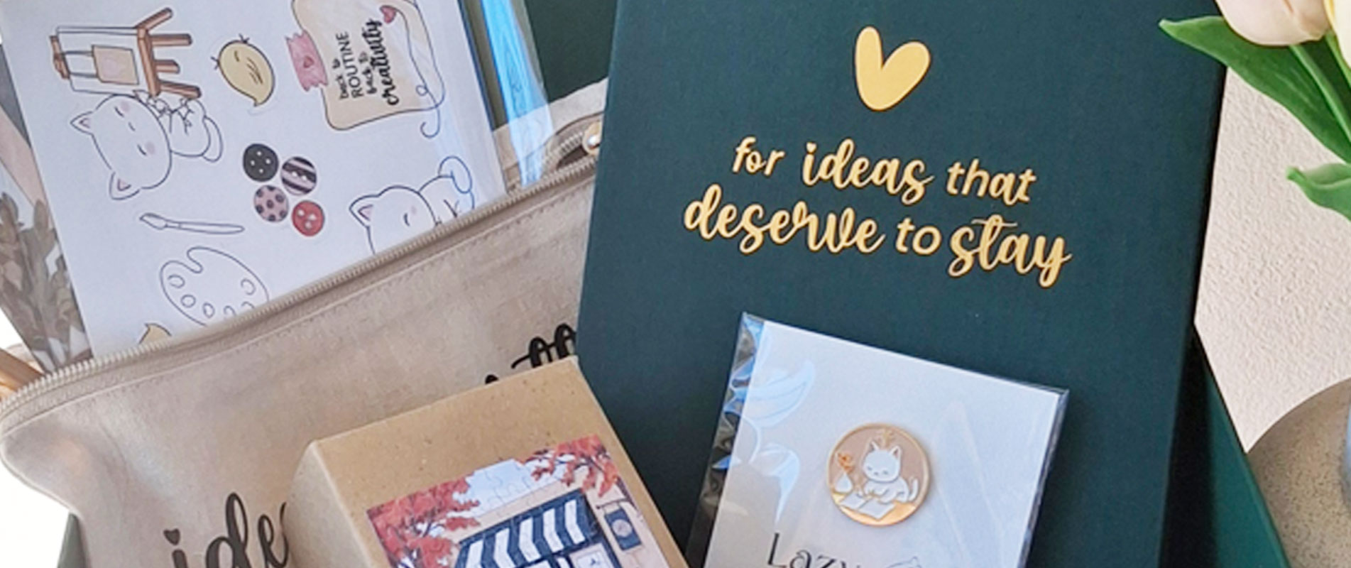 Ανοιχτό Fresh Start Box με χαρτικά και δημιουργικά είδη – Lazy Cat