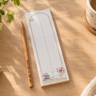 Μακρόστενο μπλοκ σημειώσεων slim 21x6,5 cm με κουκκίδες και γατάκι lazycat